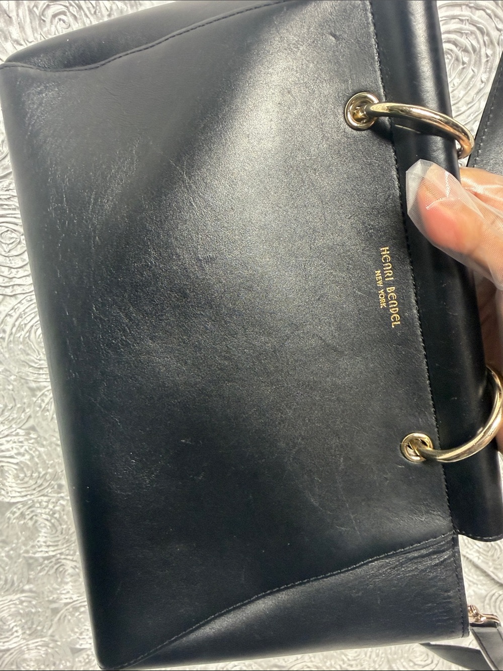 henri bendel Black Leather Shoulder Satchel with Gold Hardware - Picture 11 of 16